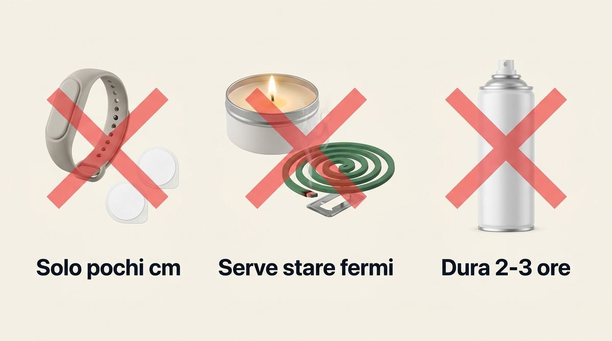Problemi dei rimedi tradizionali: spray, candele e braccialetti non sono efficaci